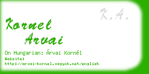 kornel arvai business card