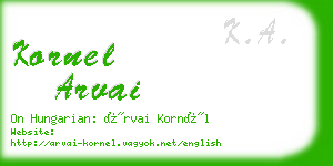 kornel arvai business card